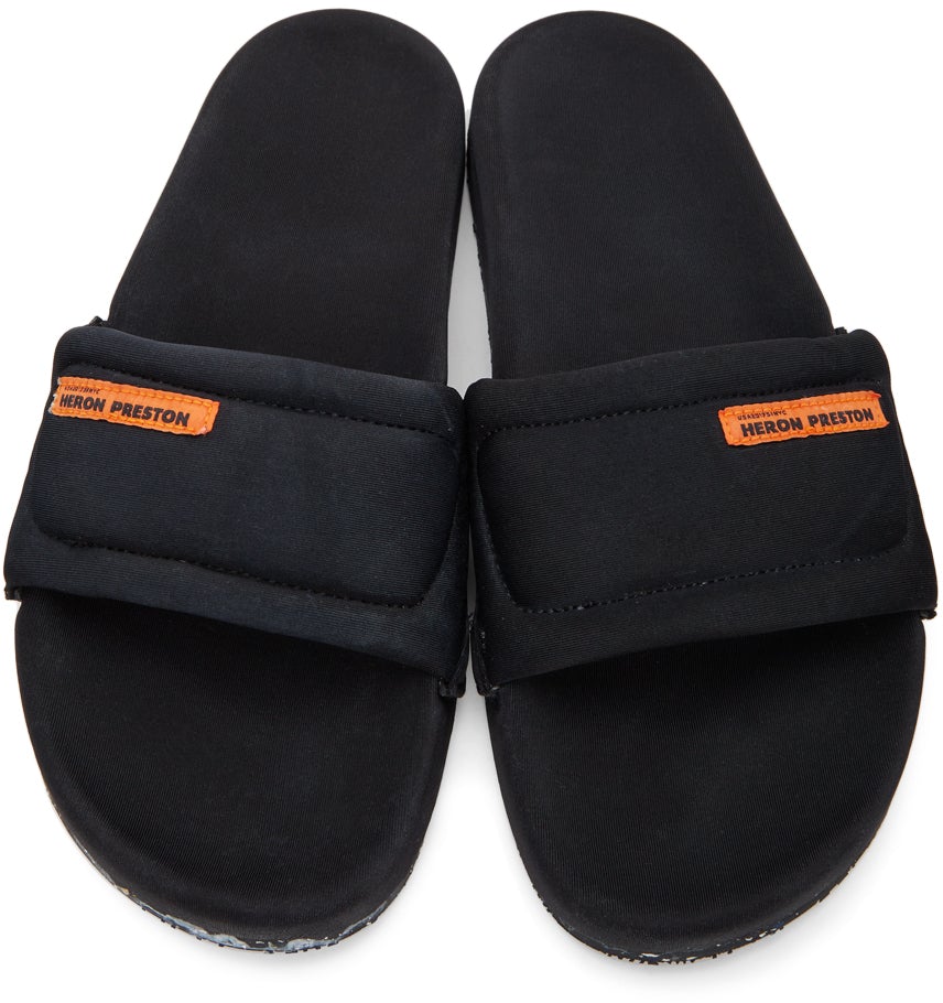 Heron Preston Black Slider Sandals