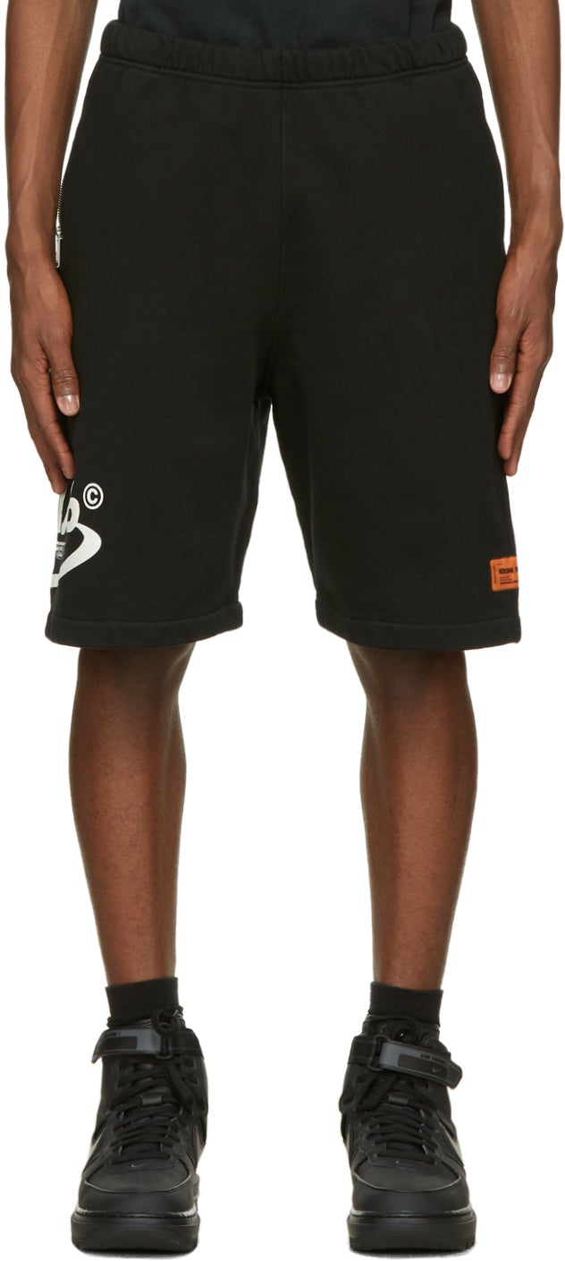 Heron Preston Black 'Style' Sweat Shorts - Short de sueur de style Heron Preston noir - 헤론 프레스턴 블랙 '스타일'땀 반바지