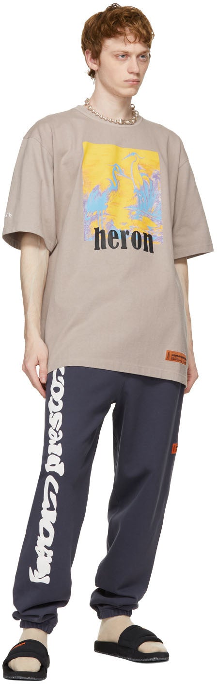Heron Preston Navy Warped Logo Lounge Pants