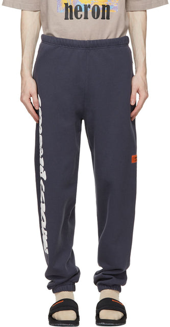 Heron Preston Navy Warped Logo Lounge Pants - Héron Pantalon Logo Logo Logo Warped - 헤론 프레스턴 해군은 로고 라운지 바지를 뒤틀렸다