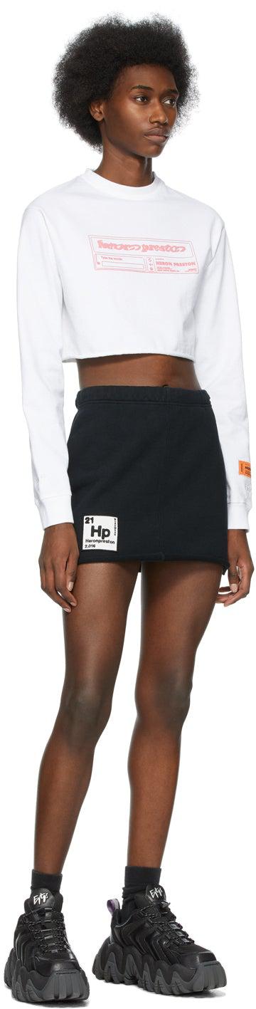 Heron Preston White Cropped Captcha Long Sleeve T-Shirt