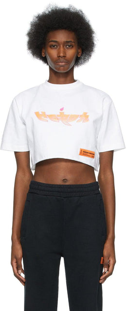 Heron Preston White Cropped T-Shirt - T-shirt recadré blanc de Heron Preston - 헤론 프레스턴 화이트 자른 티셔츠