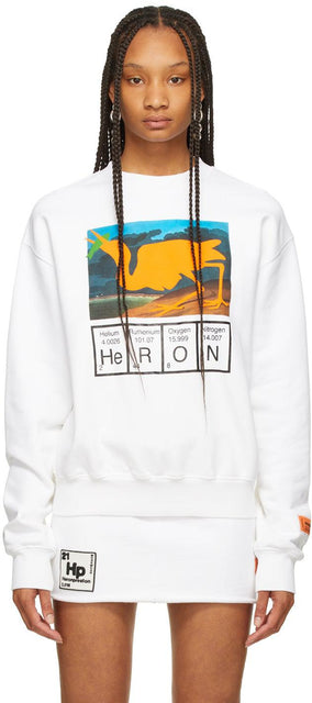 Heron Preston White 'Heron' Sweatshirt - Sweat-shirt Heron Preston White 'Heron' - 헤론 프레스톤 화이트 '헤론'스웨터