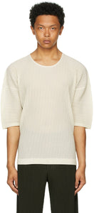 Homme PlissÃ© Issey Miyake Beige Mesh Light T-Shirt - Homme Plissé Issey Miyake Beige T-shirt léger beige - homme plissÃ © Issey Miyake 베이지 메쉬 라이트 티셔츠