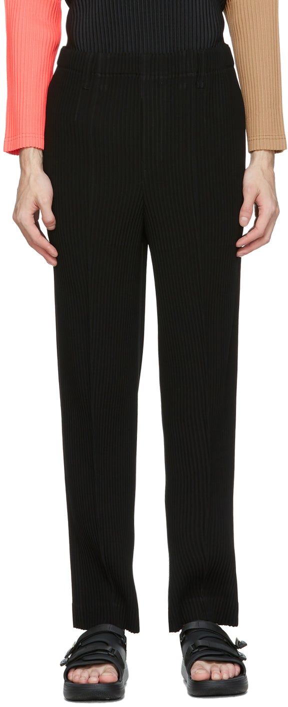 Homme PlissÃ© Issey Miyake Black Tuxedo Pleats Trousers – BlackSkinny