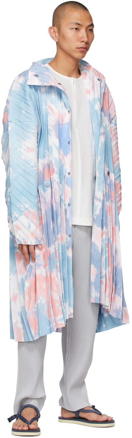 Homme PlissÃ© Issey Miyake Blue Bleach Like Coat