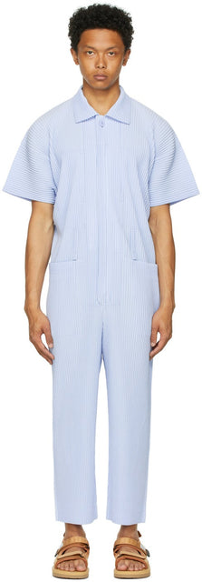 Homme PlissÃ© Issey Miyake Blue Pleats Bottoms Jumpsuit - Homme Plissé Issey Miyake Blue Plate Bas Combinaison - homme plissé issey miyake blue pleats bottoms jumpsuit.