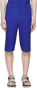 Homme PlissÃ© Issey Miyake Blue Tailored Pleats 2 Shorts - Homme Plissé Issey Miyake Blue Plise sur mesure 2 shorts - homme plissé issey miyake blue tairored pleats 2 반바지