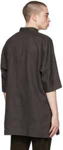 Homme PlissÃ© Issey Miyake Brown Cotton Linen Long Shirt