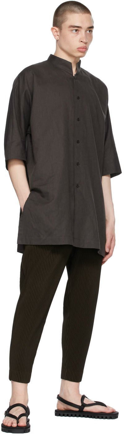 Homme PlissÃ© Issey Miyake Brown Cotton Linen Long Shirt