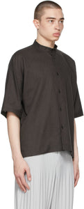Homme PlissÃ© Issey Miyake Brown Cotton Linen Short Sleeve Shirt