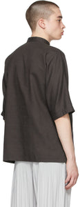 Homme PlissÃ© Issey Miyake Brown Cotton Linen Short Sleeve Shirt