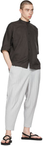 Homme PlissÃ© Issey Miyake Brown Cotton Linen Short Sleeve Shirt