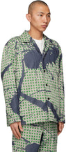 Homme PlissÃ© Issey Miyake Green Denim Burnt-Out Printed Jacket