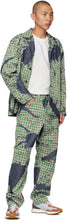 Homme PlissÃ© Issey Miyake Green Denim Burnt-Out Printed Jacket