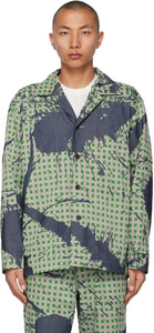 Homme PlissÃ© Issey Miyake Green Denim Burnt-Out Printed Jacket
