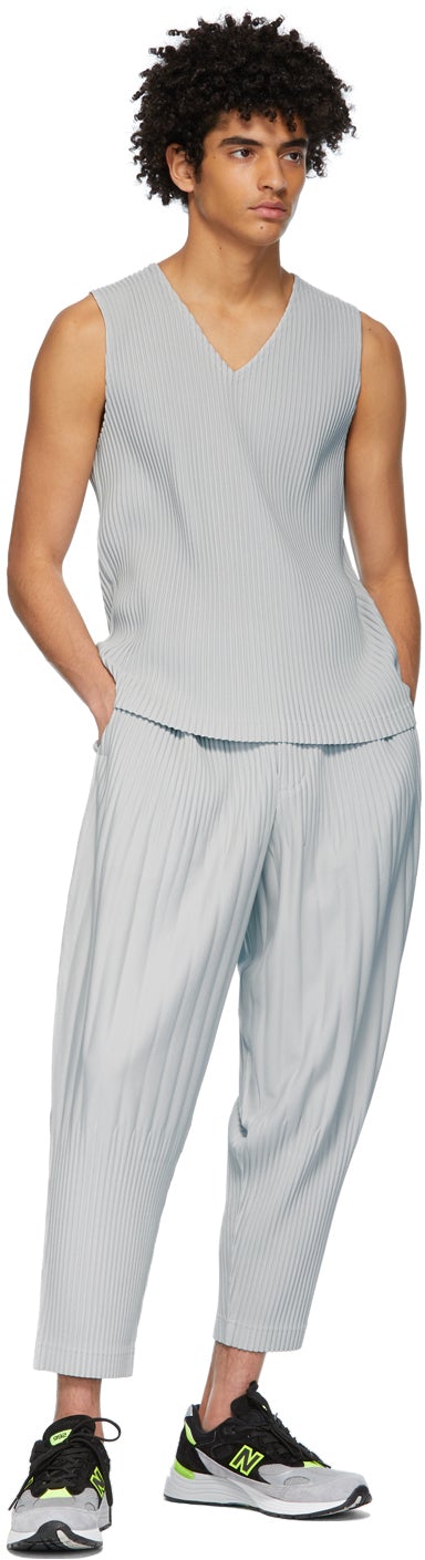Homme PlissÃ© Issey Miyake Grey Basics Trousers