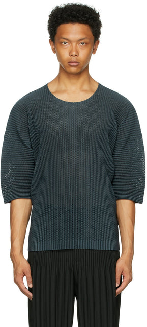 Homme PlissÃ© Issey Miyake Navy Mesh Light T-Shirt - Homme Plissé Issey Miyake Navy Mesh T-shirt léger - homme plissÃ © Issey Miyake 네이비 메쉬 라이트 티셔츠