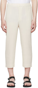 Homme PlissÃ© Issey Miyake Off-White Monthly Color April Trousers - Homme Plissé Issey Miyake Off-Blanc Couleur mensuelle Pantalon d'avril - homme plissé issey miyake 오프 화이트 월별 색상 4 월 바지