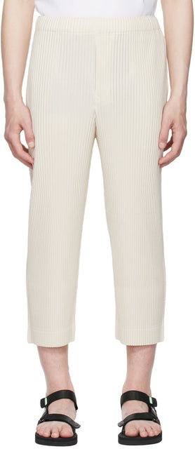 Homme PlissÃ© Issey Miyake Off-White Monthly Color April Trousers - Homme Plissé Issey Miyake Off-Blanc Couleur mensuelle Pantalon d'avril - homme plissé issey miyake 오프 화이트 월별 색상 4 월 바지
