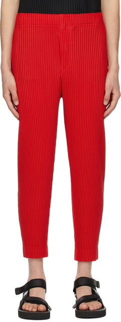 Homme PlissÃ© Issey Miyake Red Monthly Color March Trousers - Homme Plissé Issey Miyake Pantalon de mars mensuel rouge - homme plissé issey miyake 빨간색 월간 컬러 3 월 바지