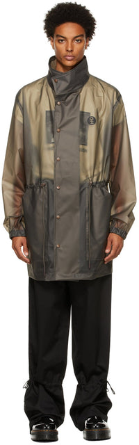 Honey Fucking Dijon Grey Semi-Transparent Windbreaker Coat - Manteau de brise-vent semi-transparent de miel de dijon gris - 꿀 빌어 먹을 디종 회색 반투명 ​​윈드 브레이커 코트