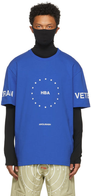 Hood by Air Blue Veteran Stars T-Shirt - Capuche par t-shirt de Stars Veteran Blue Blue - 공기로 푸른 베테랑 별 T 셔츠에 의해 후드