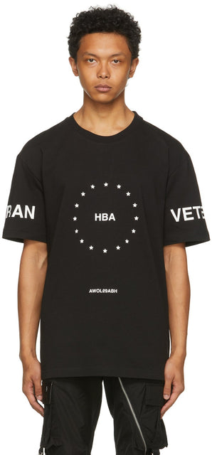 Hood by Air SSENSE Exclusive Black Veteran Stars T-Shirt - T-shirt EXCLUSIVE VETERAN NOIRE EXCLUSIVE SSENSE - 공기 Ssense 독점적 인 검은 베테랑 별에 의해 후드 티셔츠