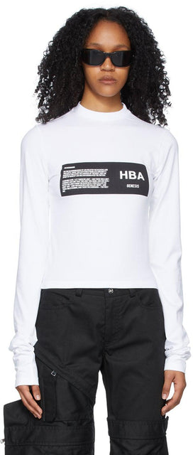 Hood by Air White Logo Long Sleeve T-Shirt - T-shirt à manches longues à manches longues - 공기 화이트 로고 긴 소매 티셔츠에 의해 후드