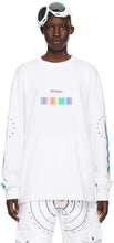 Hood by Air White Spectrum 'Veteran' Long Sleeve T-Shirt - T-shirt à manches longues à manches longues de l'air à capuche - 공기 화이트 스펙트럼 '베테랑'긴 소매 티셔츠