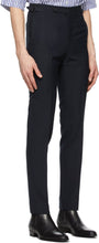 Husbands Navy Fresco Tapered High-Waisted Trousers