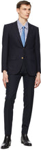 Husbands Navy Fresco Tapered High-Waisted Trousers