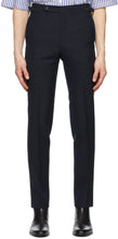 Husbands Navy Fresco Tapered High-Waisted Trousers - Marine Fruesco Fresco Fraîchée Tailles Tailles Tailles - 남편의 해군 프레스코가 테이퍼 진 하이웨이 바지