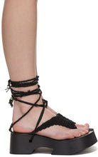 Hyein Seo Black Crochet Strap Sandals - Hyein SEO Sandales de sangle au crochet noir - HyeIn Seo 블랙 크로 셰 뜨개질 샌들