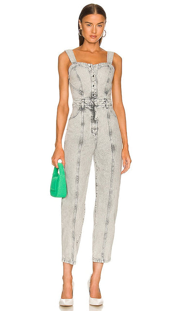 IRO Gardanne Jumpsuit in Grey Trans combinaison Iro Gardanne en gris IRO Gardanne连身裤穿着灰色