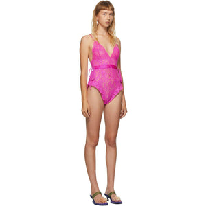 I'm Sorry by Petra Collins SSENSE Exclusive Pink Lace Bodysuit