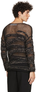 Isabel Benenato Black Camouflage Effect Crewneck Sweater