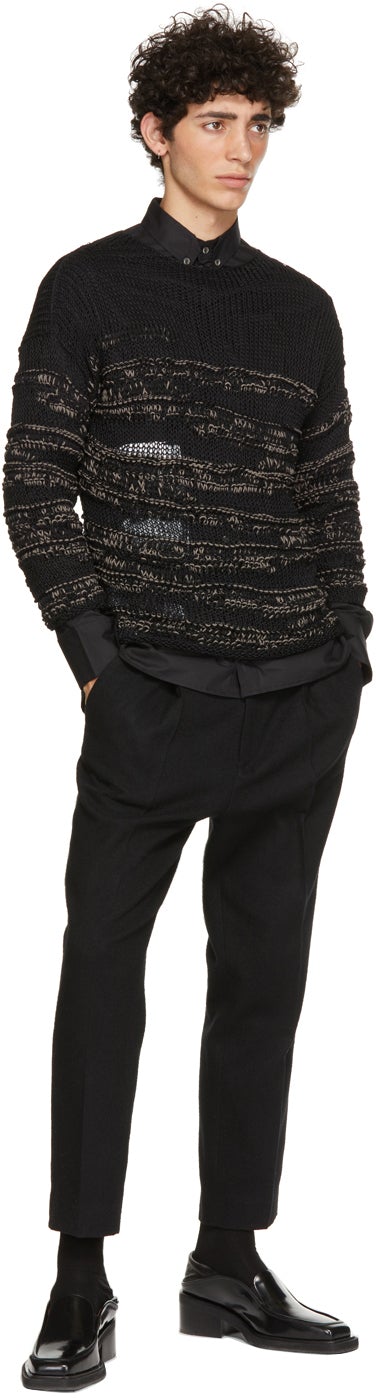 Isabel Benenato Black Camouflage Effect Crewneck Sweater