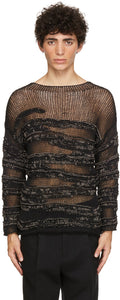 Isabel Benenato Black Camouflage Effect Crewneck Sweater - Pull de camouflage noir Isabel Benenato noir - 이사벨 베나토 블랙 위장 효과 Crewneck 스웨터