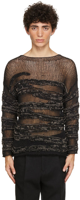 Isabel Benenato Black Camouflage Effect Crewneck Sweater - Pull de camouflage noir Isabel Benenato noir - 이사벨 베나토 블랙 위장 효과 Crewneck 스웨터