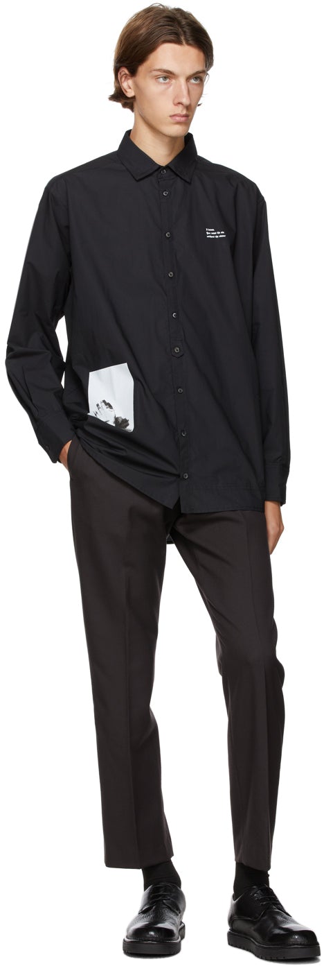 Isabel Benenato Black Graphic Print Oversized Shirt