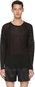 Isabel Benenato Black Linen Knit Sweater - Pull en tricot noir Isabel Benenato noir - 이사벨 베나토 블랙 린넨 니트 스웨터
