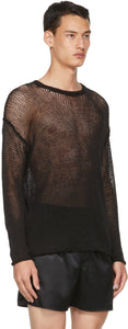 Isabel Benenato Black Open Knit Degrade Sweater
