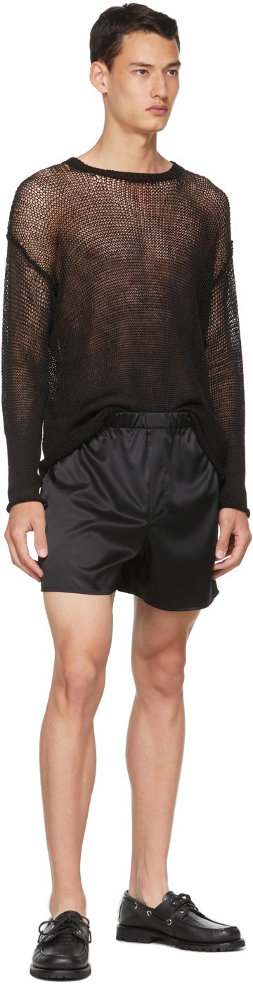 Isabel Benenato Black Open Knit Degrade Sweater