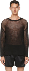 Isabel Benenato Black Open Knit Degrade Sweater - Isabel Benenato Black Open Tricot Sweater - 이사벨 베나 나토 블랙 오픈 니트 저하 스웨터