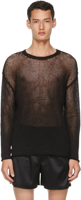 Isabel Benenato Black Open Knit Degrade Sweater - Isabel Benenato Black Open Tricot Sweater - 이사벨 베나 나토 블랙 오픈 니트 저하 스웨터