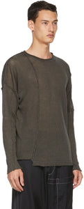 Isabel Benenato Khaki Linen Knit Sweater