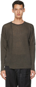 Isabel Benenato Khaki Linen Knit Sweater - Pull en tricot de lin kaki Isabel Benenato Khaki - 이사벨 베나 나토 카키 린넨 니트 스웨터