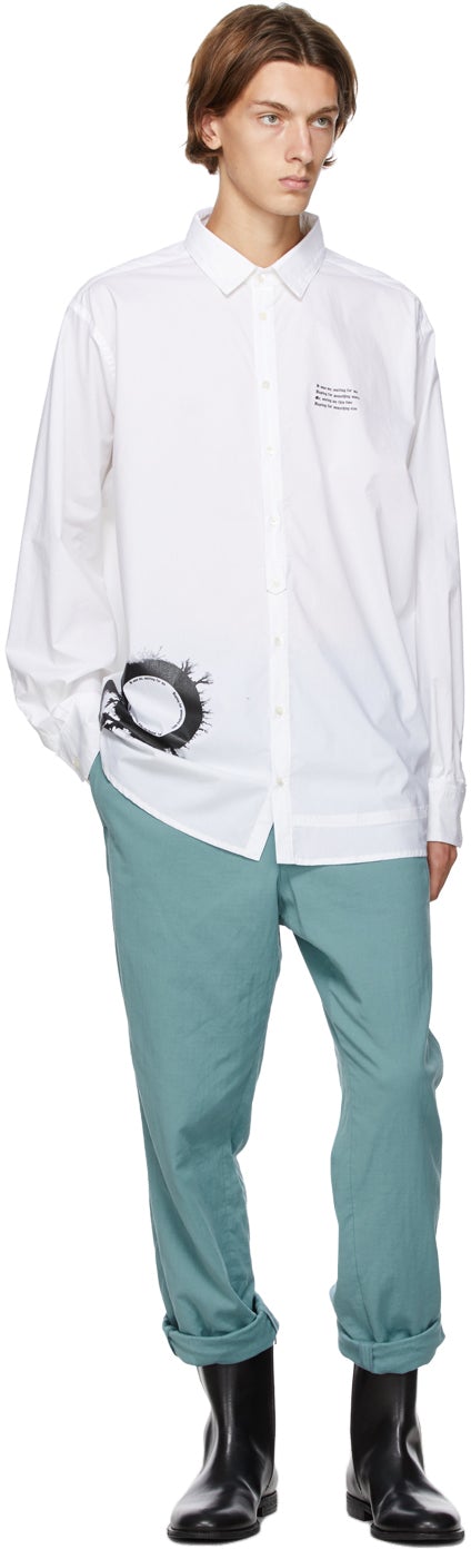 Isabel Benenato White Graphic Print Oversized Shirt