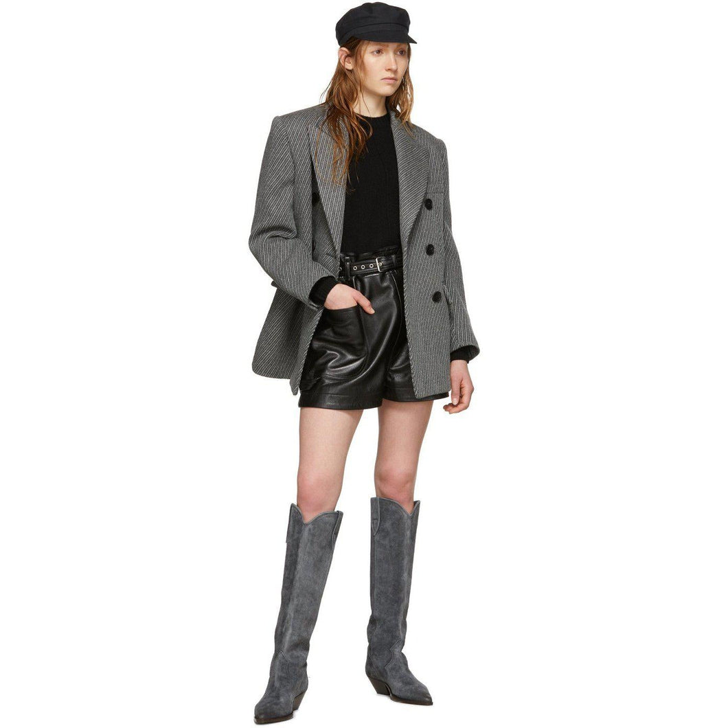 Isabel Marant Black Leather Xike Shorts - Shorts xike en cuir noir Isabel Marant - Isabel Marant 검은 가죽 Xike 반바지